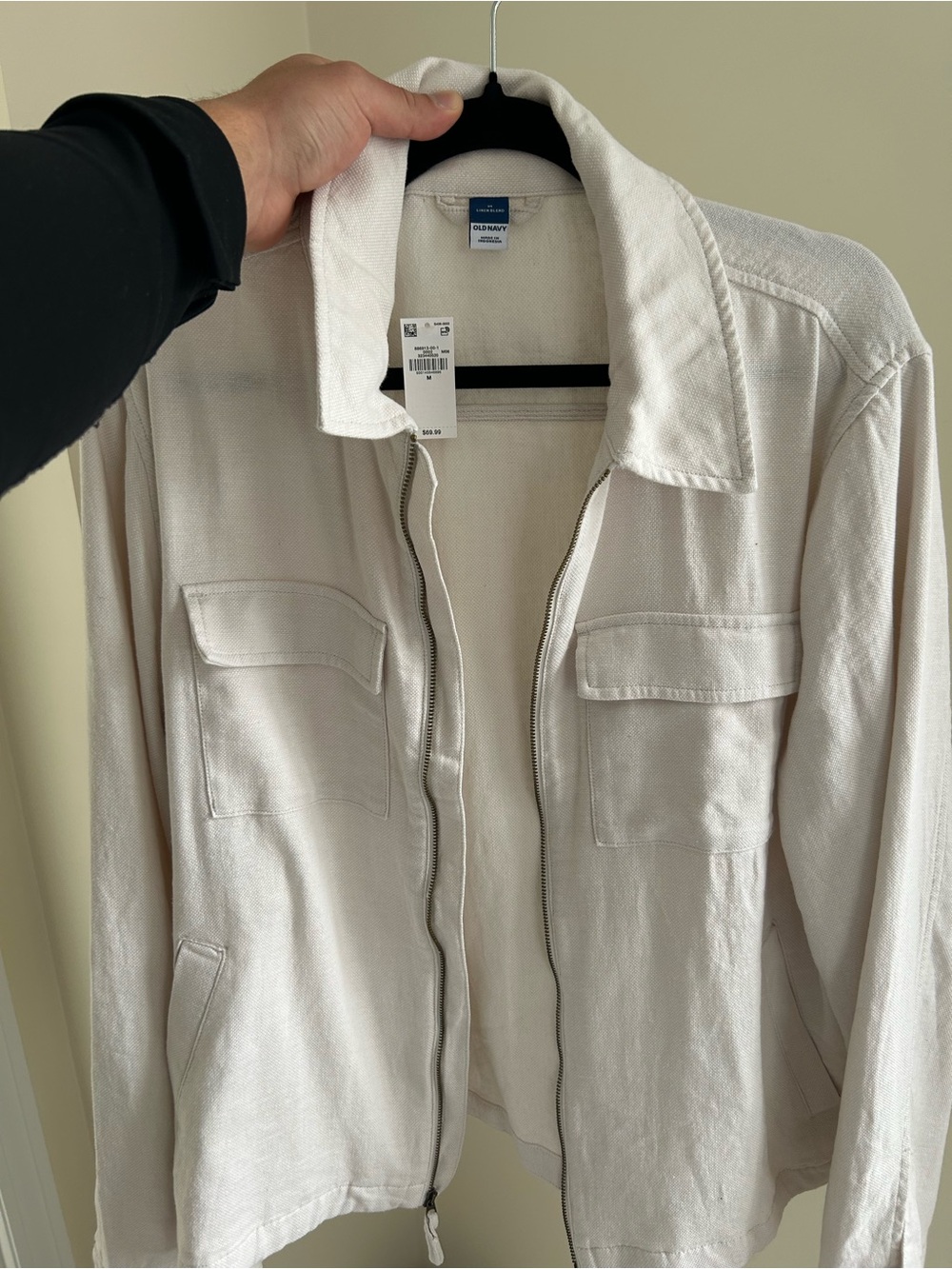 Old Navy Men's Off-White Zip-Front Shirt Jacket